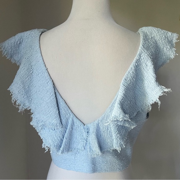 ZARA Tweed Ruffle  Crop Top - Picture 6 of 8